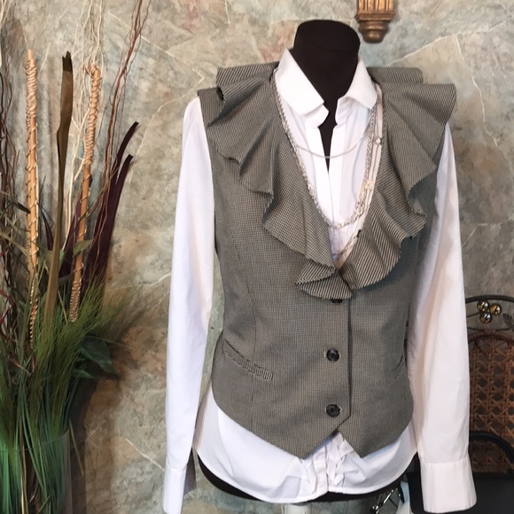 Ralph Lauren 🌹chaps stunning houndstooth executive ruffled vest - Picture 6 of 11